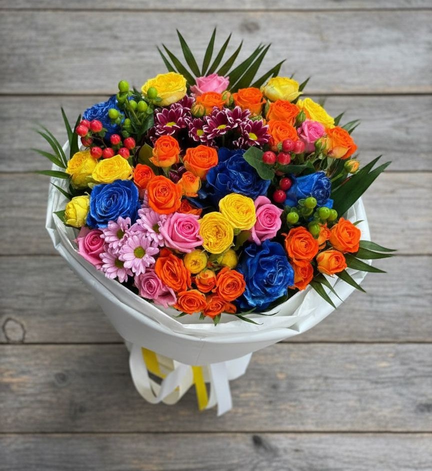 Букет цветов из: Розы и Хризантемы в Торгашино