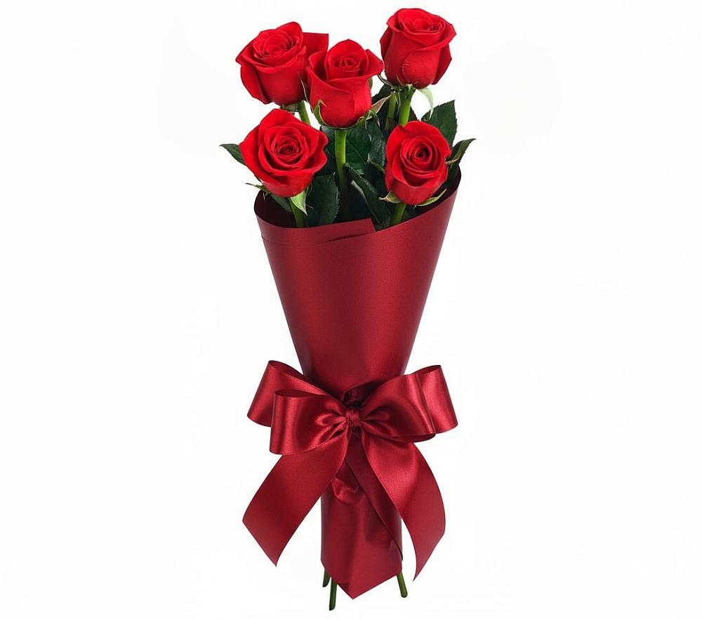 Букет 5 Красных роз Эдлесс Лав в Торгашино