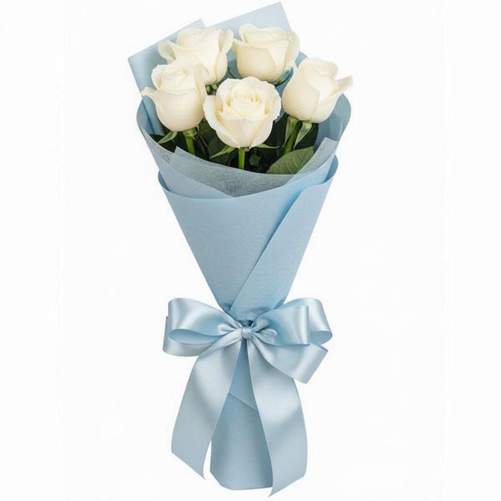 Букет 5 Белых роз Проуд в Торгашино