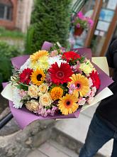 Букет цветов из:  Герберы, Ромашки, Хризантемы, Розы и Подсолнухи #REPLACE_PRED# Торгашино