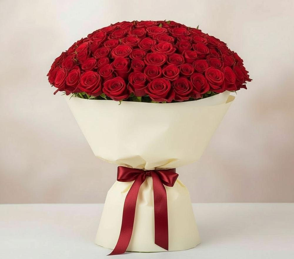 Букет 101 Красная роза Милано в Торгашино
