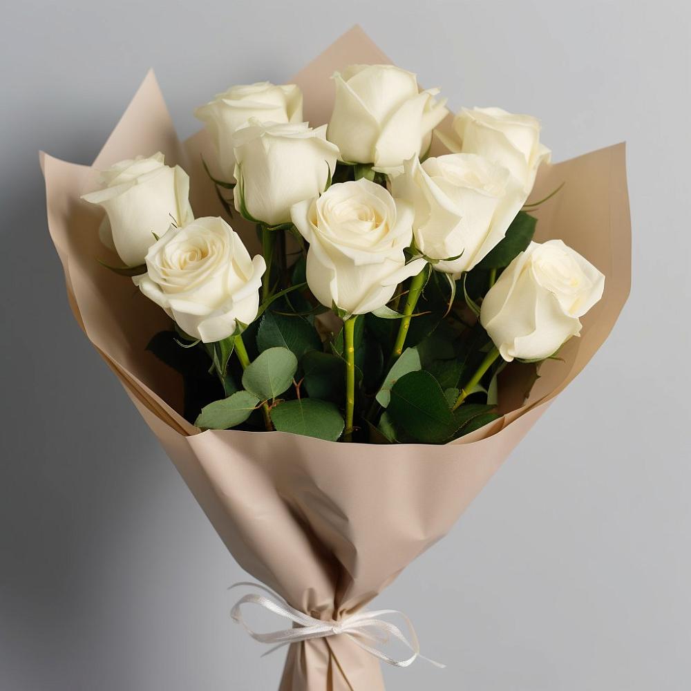 Букет 9 Белых роз Эдлесс Лав в Торгашино