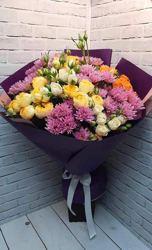 Букет цветов из: Хризантемы и Розы в Торгашино