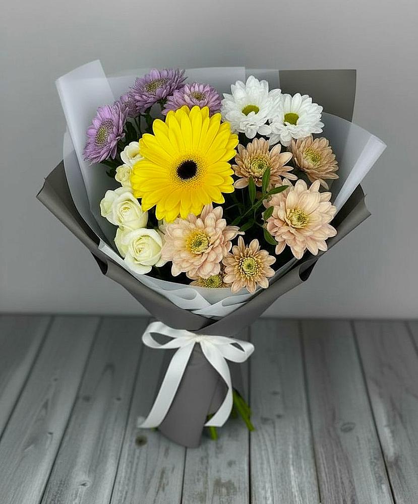 Букет цветов из: Розы, Герберы и Хризантемы в Торгашино