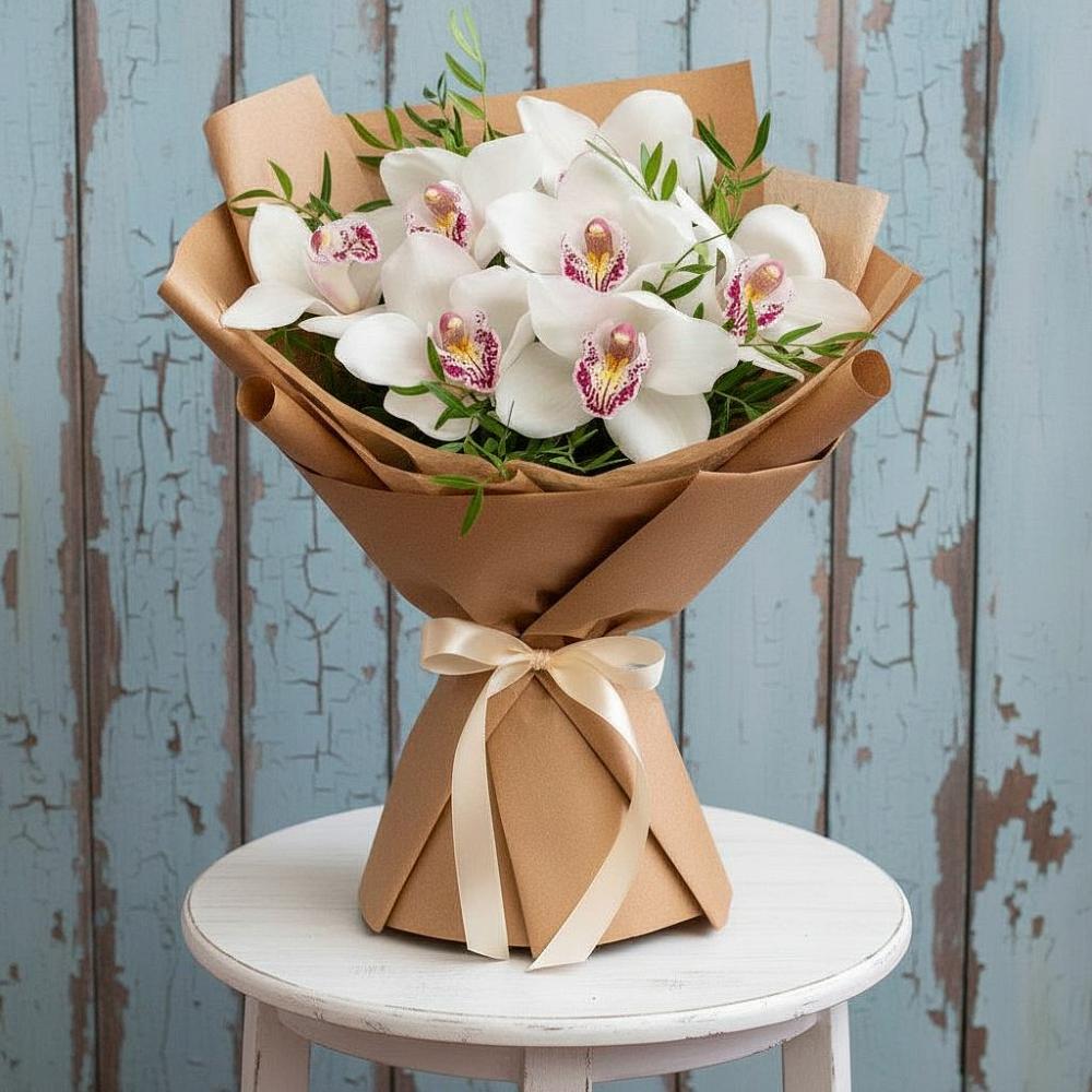 Букет цветов из: Орхидеи и Розы в Торгашино
