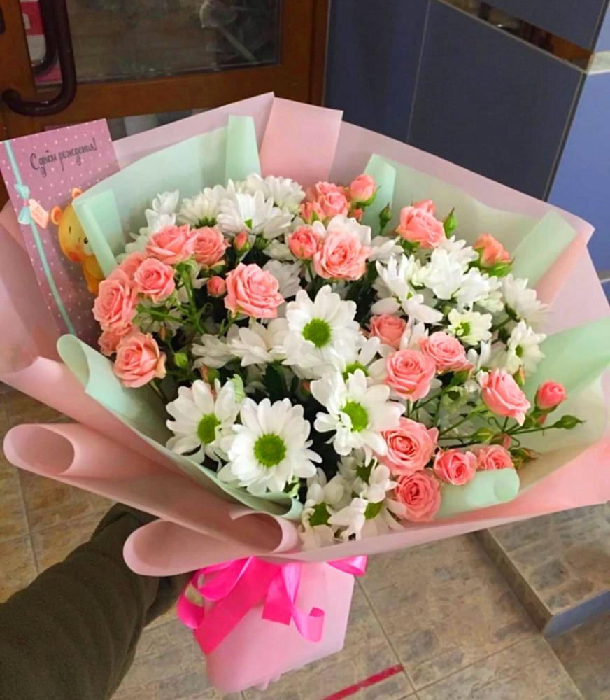 Букет цветов из: Розы и Хризантемы в Торгашино