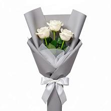 Букет 3 белые розы в Торгашино