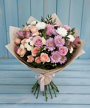 Букет цветов из:  Хризантемы, Розы и Альстромерии в Торгашино