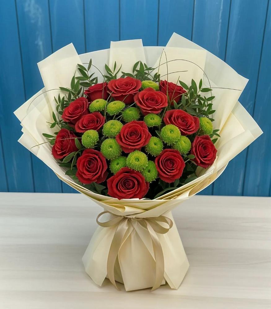 Букет цветов из: Розы и Хризантемы в Торгашино