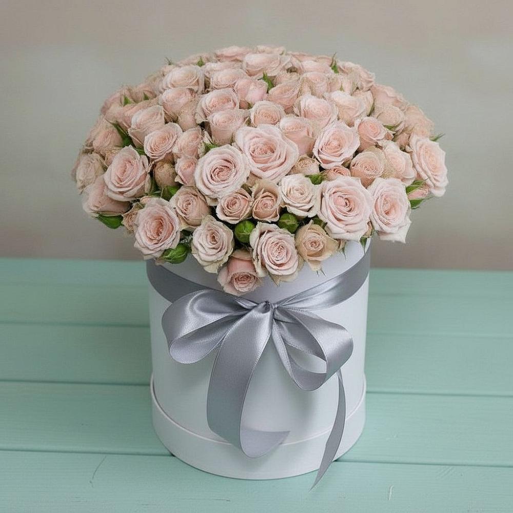 Цветочная композиция из Розы в шляпной коробке в Торгашино